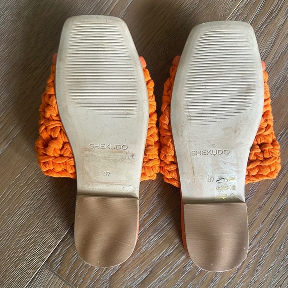 SHEKUDO Amaro Knit Strap Slide Sandal in Tangerine - Picture 11 of 11
